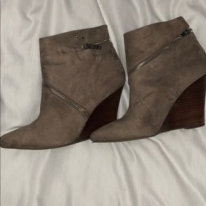 Beige and silver booties